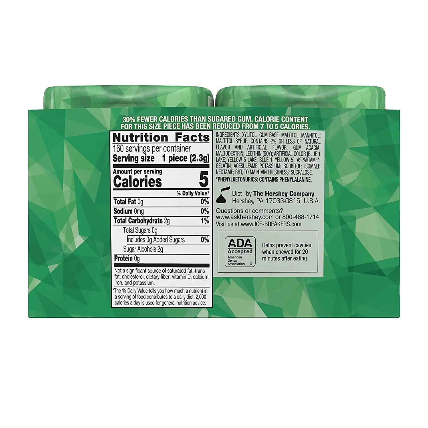 Ice Breakers Gum, Sugar Free Ice Cubes, Spearmint - Pack of 4 Bottles