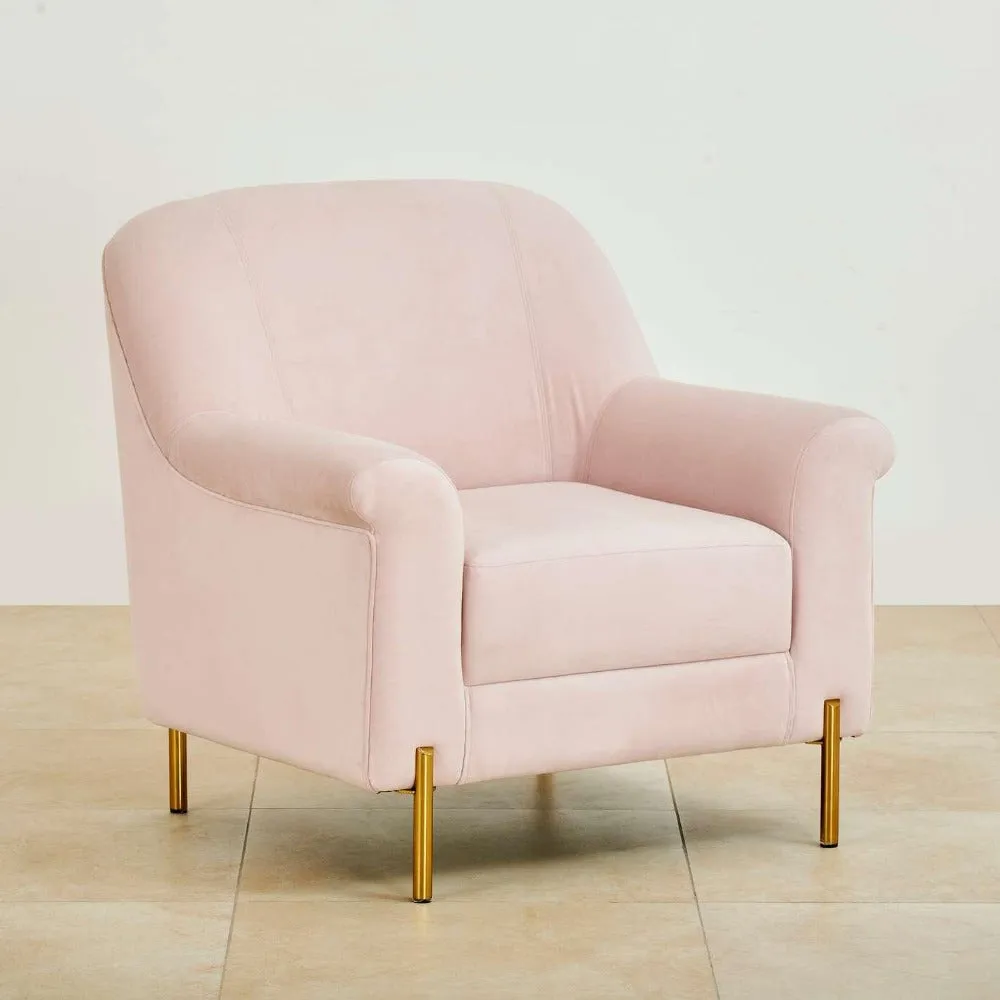 Inox Kings-well Barrel Accent Chair in Pink