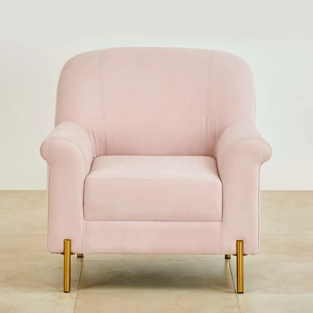 Inox Kings-well Barrel Accent Chair in Pink