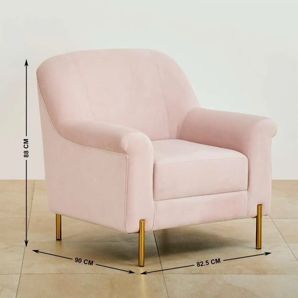 Inox Kings-well Barrel Accent Chair in Pink