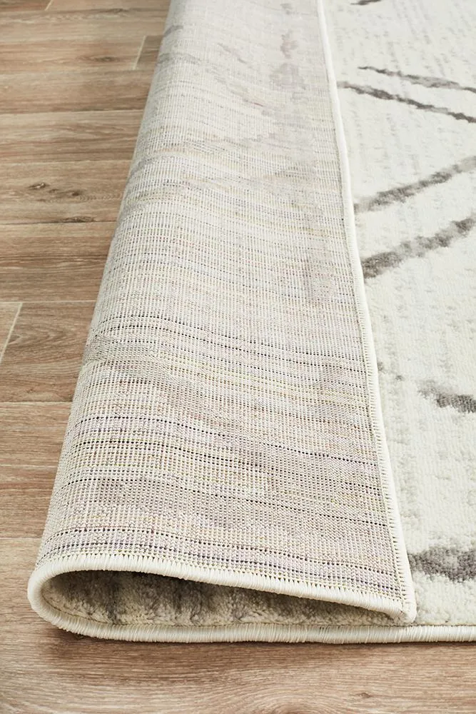 Kendall Contemporary Diamond Rug White Grey