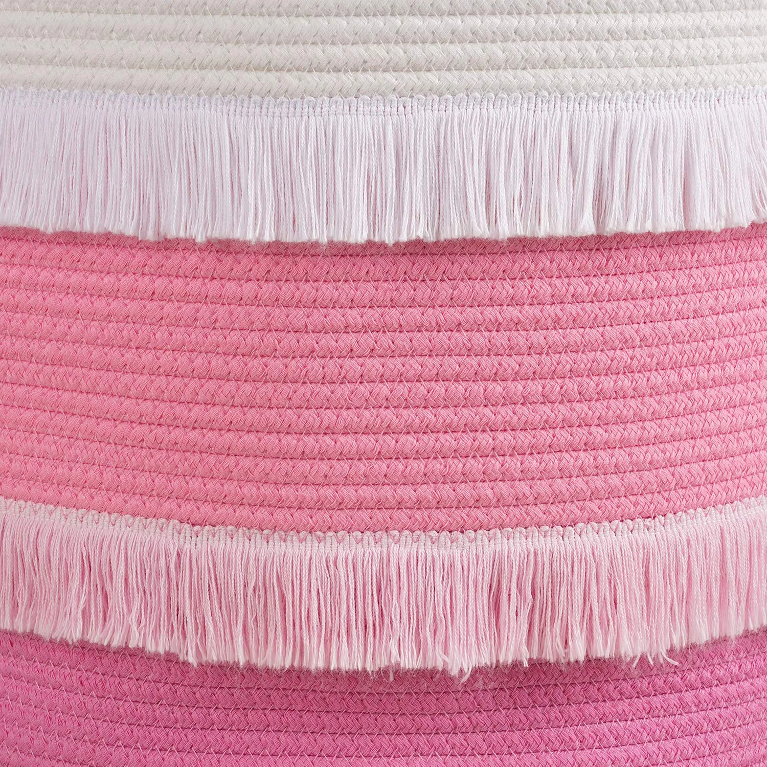 Large Rope Basket, Cute Tassel, Pink