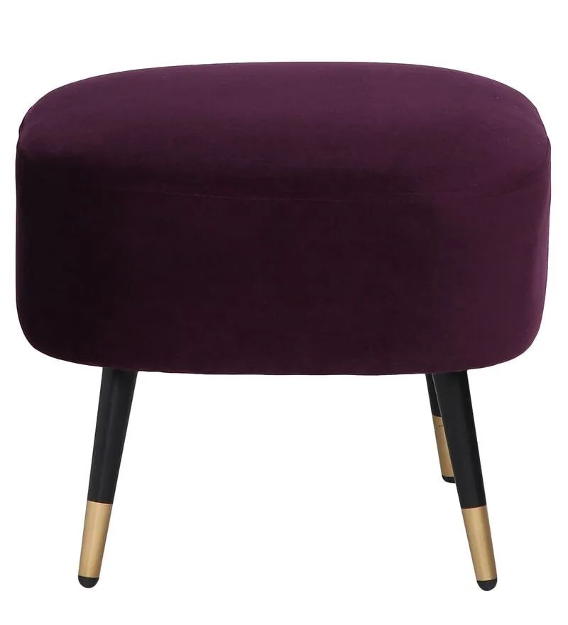 Mariana Velvet Finish Barrel Chair with Foot Stool in Wine Colour