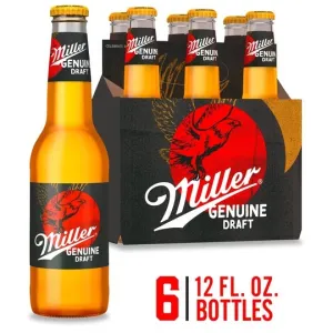 Miller Genuine Draft Lager Beer, 6 Pack, 12 fl oz Bottles, 4.7% ABV