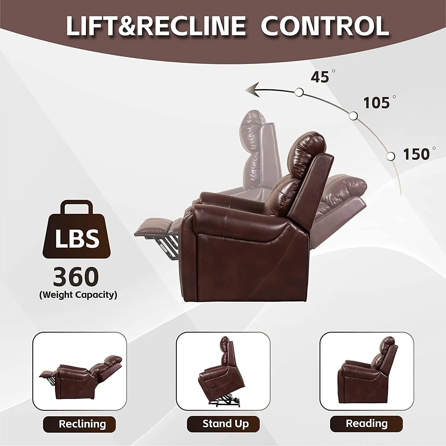 Mook Power Lift Chair Recliners - Red Brown