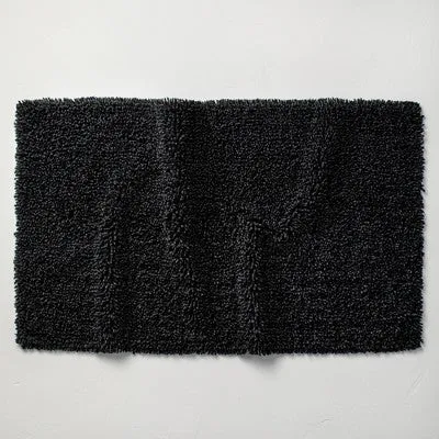 New - 24"x40" Mélange Looped Bath Rug Black - Casaluna