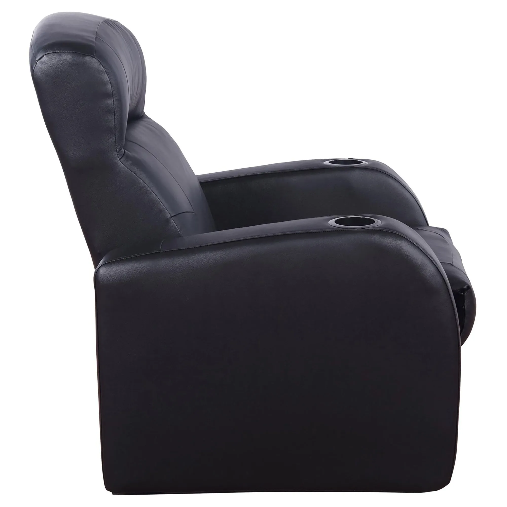 Novak Black Upholstered Recliner with Cup Holder