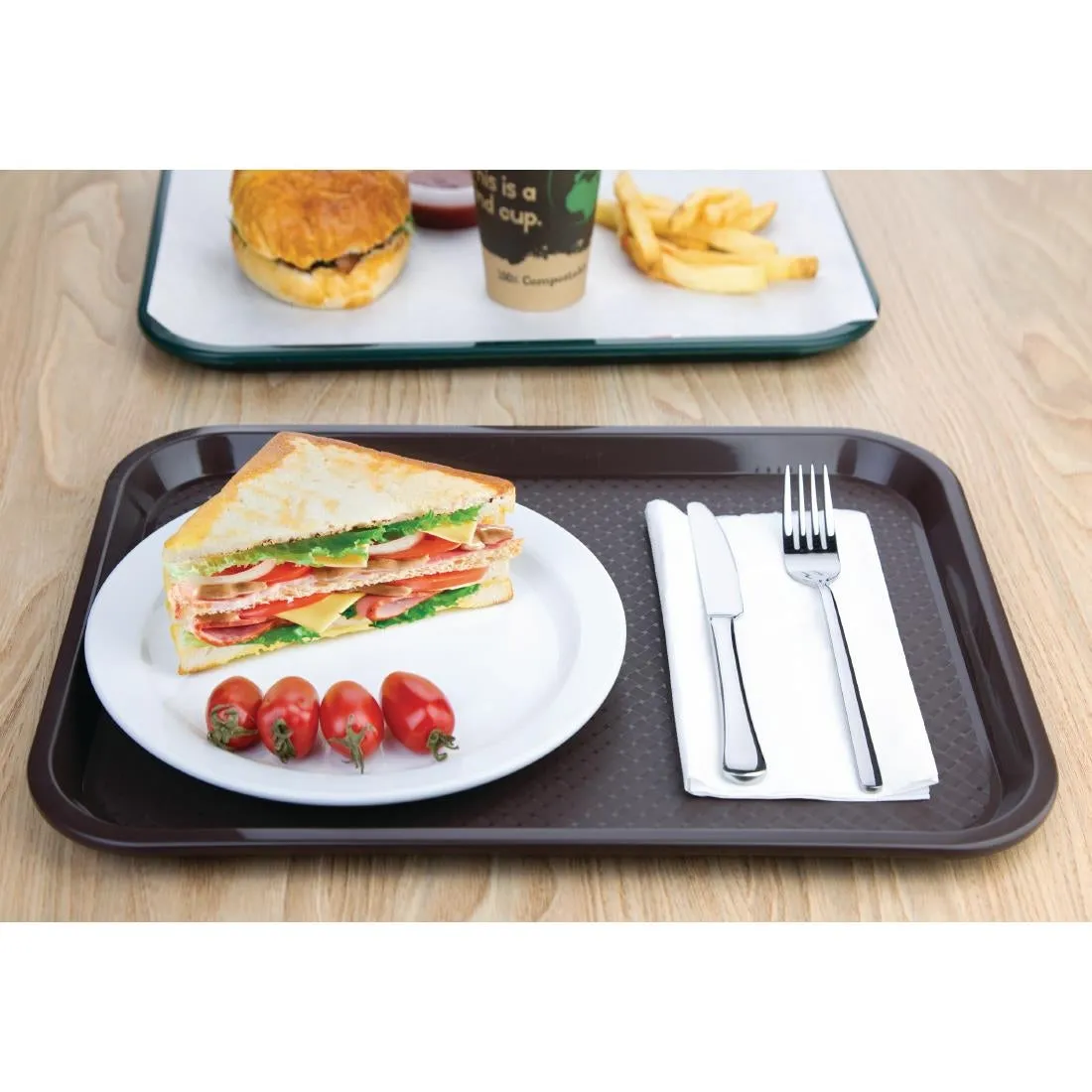 P503 Kristallon Medium Polypropylene Fast Food Tray Brown 415mm