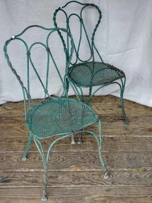 Pair of 19th Century French garden chairs - twisted wrought iron