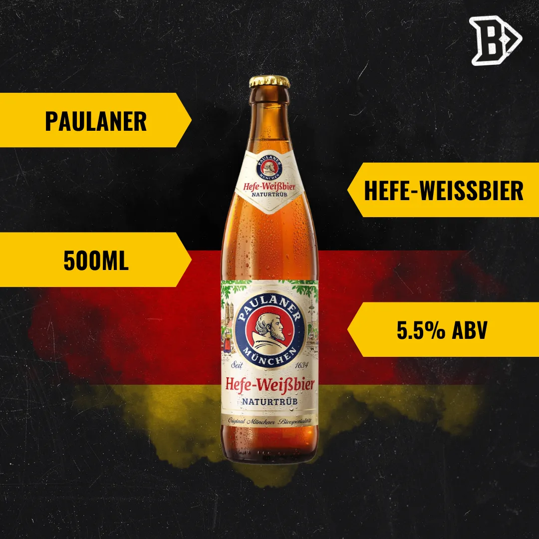 Paulaner Hefe-Weissbier German Wheat Beer 500ml Bottles - 5.5% ABV (12 Pack)