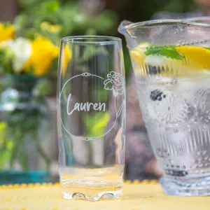 Personalised Birth Flower Hi Ball Glass Tumbler