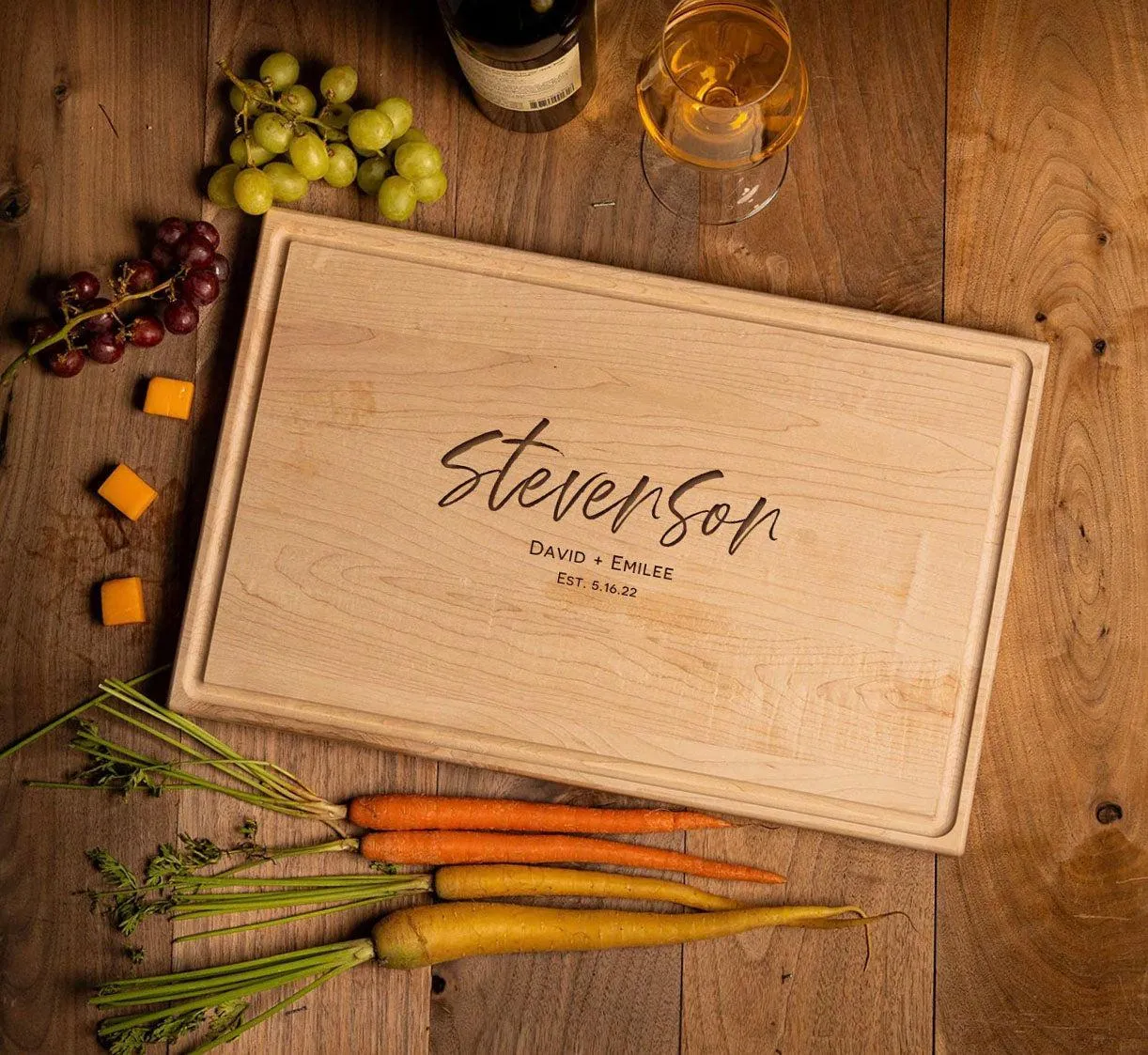 Personalized 11x17 Red Oak Cutting Board with Grooves