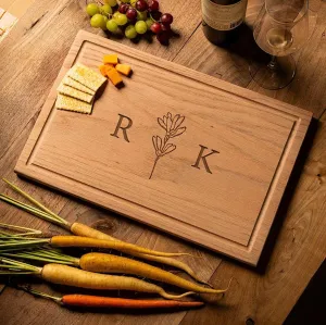 Personalized 11x17 Red Oak Cutting Board with Grooves