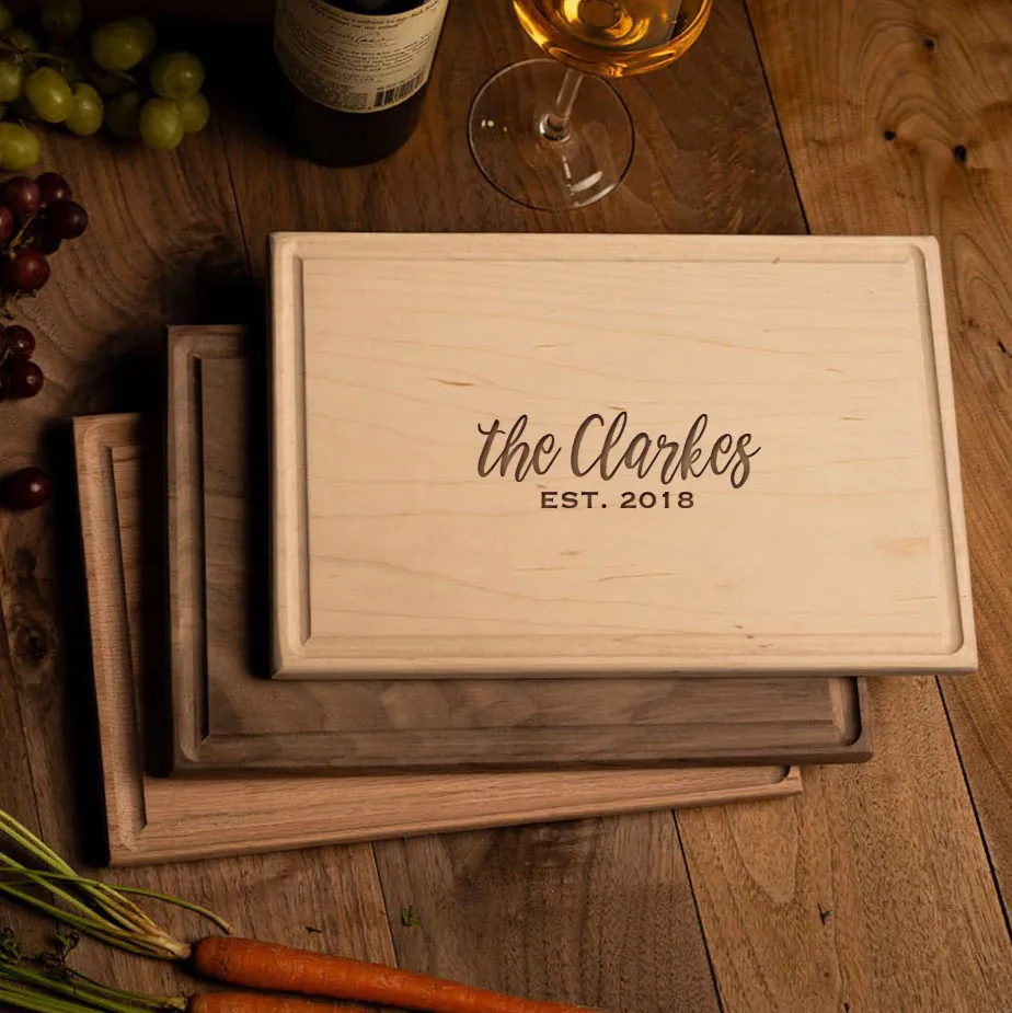 Personalized 11x17 Red Oak Cutting Board with Grooves