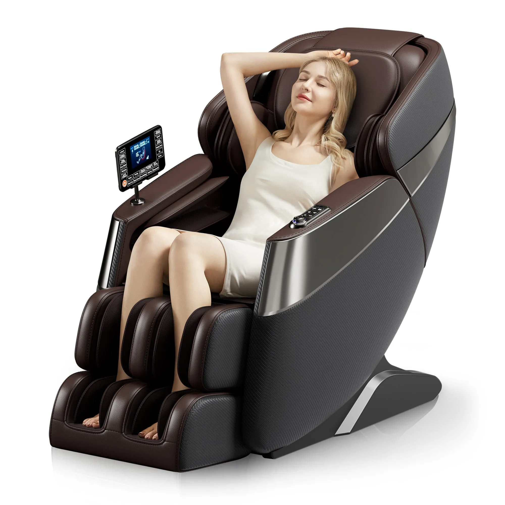 Raya Zero Gravity Full Body Massage Chair with AI Voice Control - Gray Brown