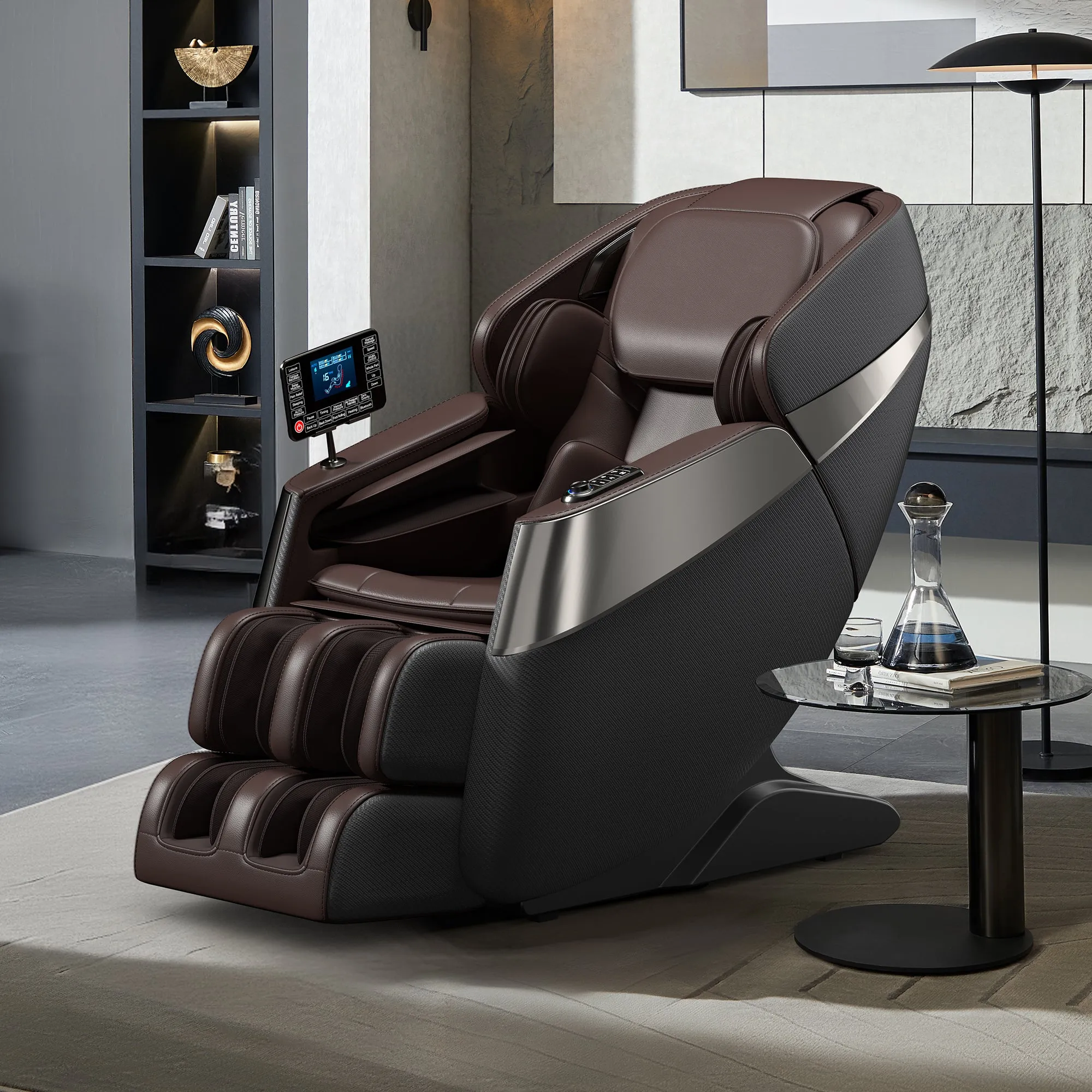 Raya Zero Gravity Full Body Massage Chair with AI Voice Control - Gray Brown