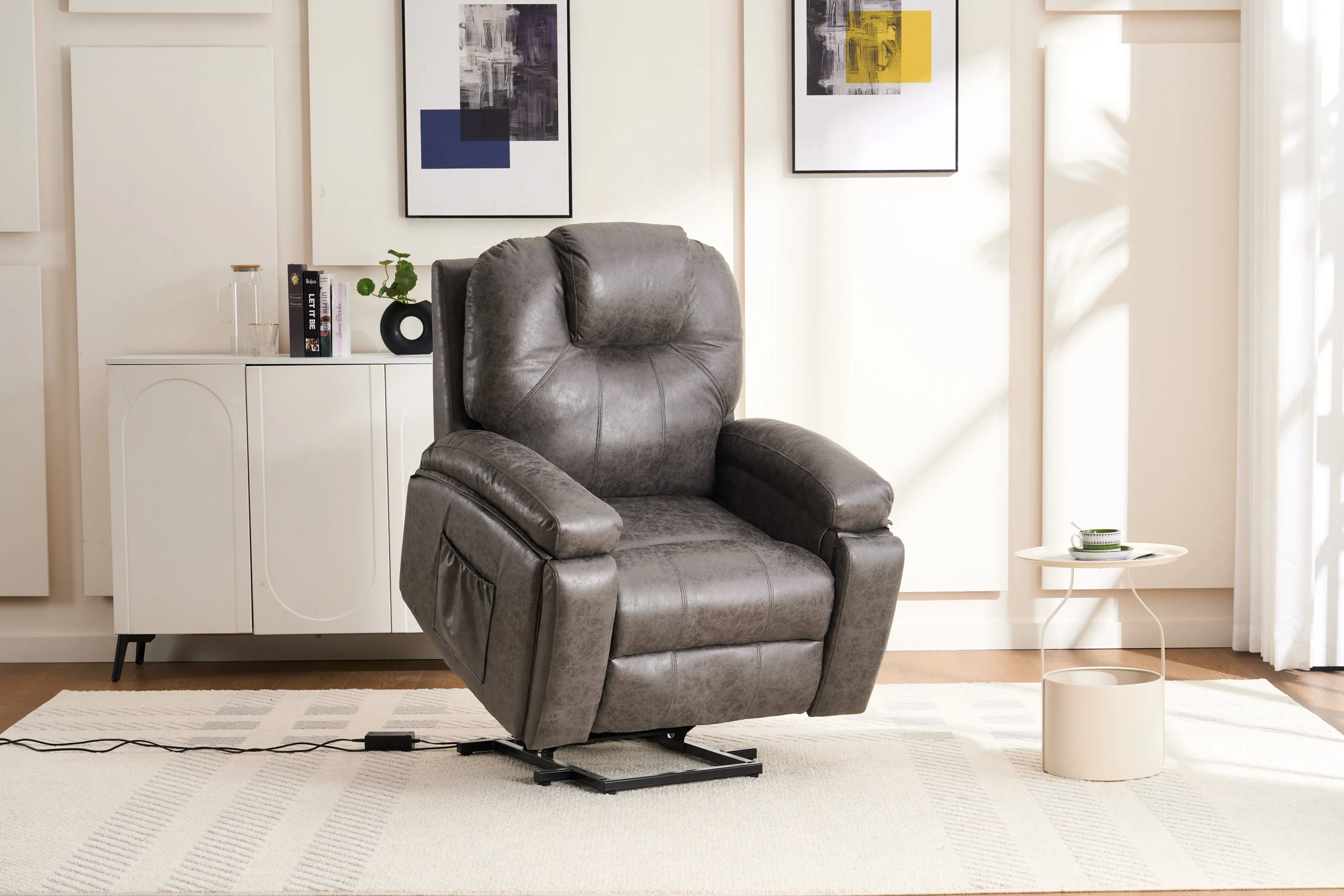 Rocha Power Lift Recliner Chair with Massage - Gray