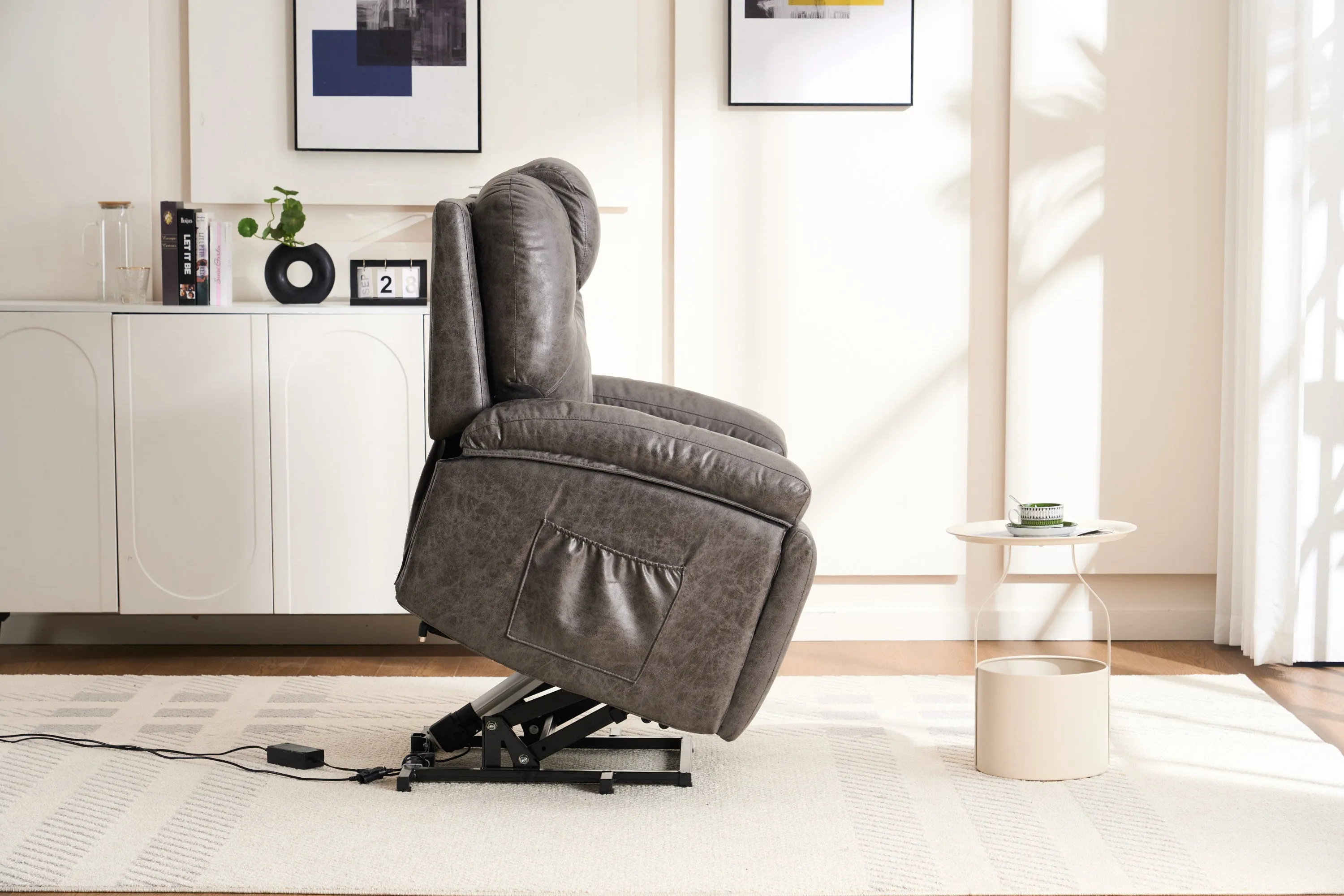 Rocha Power Lift Recliner Chair with Massage - Gray