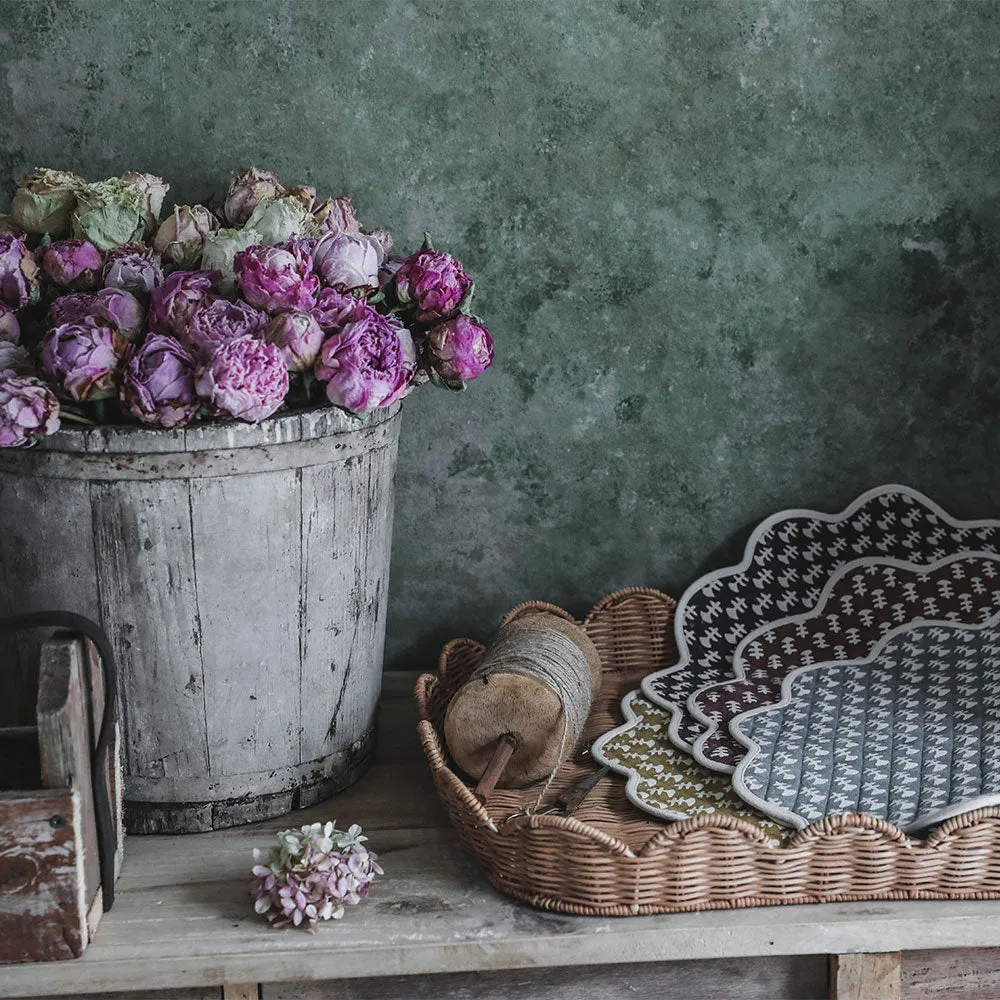 Sage Scalloped Storage Basket with Lid