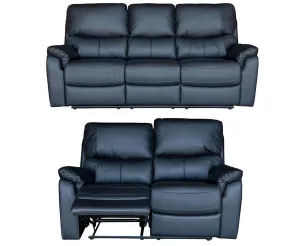 Salvador 2 Piece Leather Recliner Set - Black