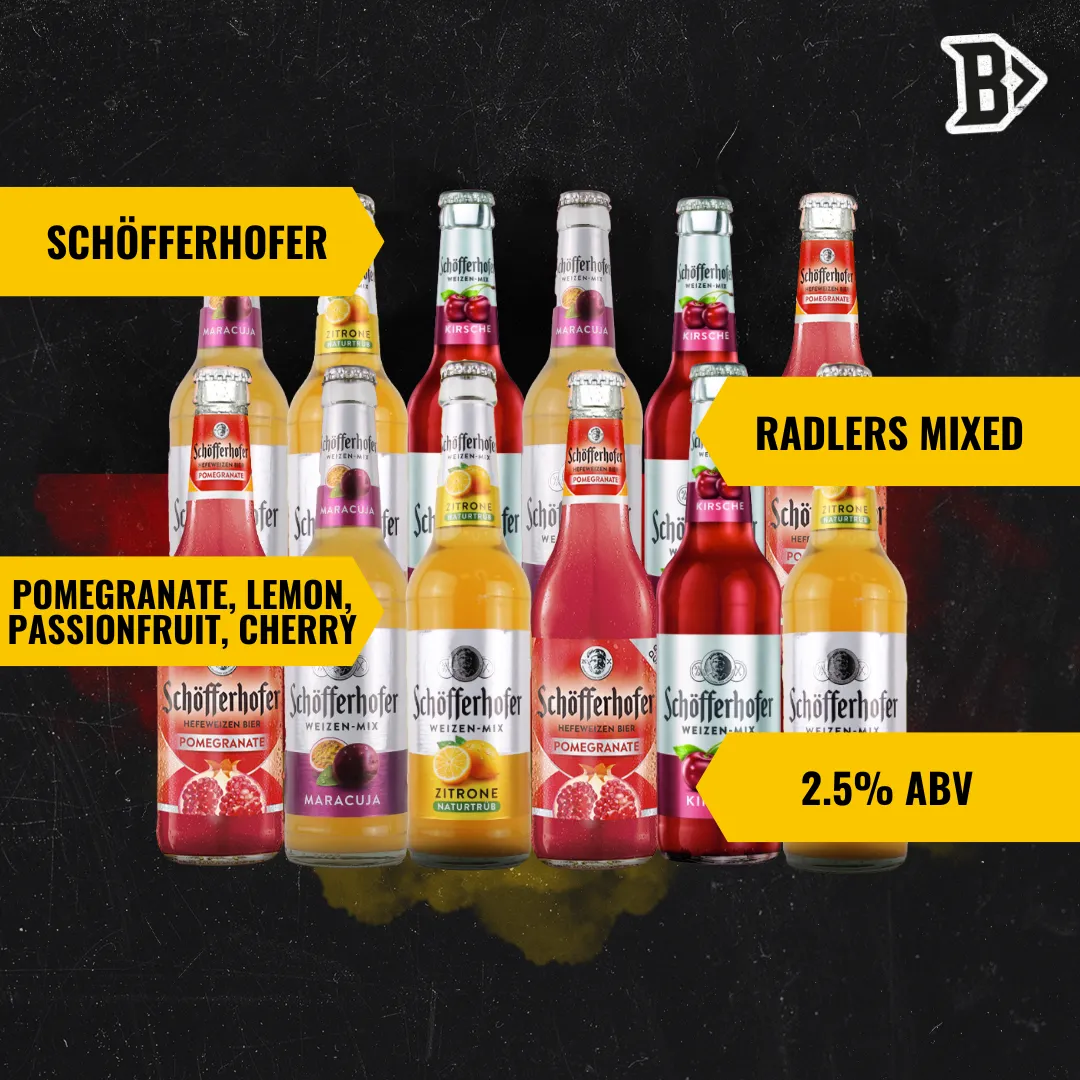 Schöfferhofer Mixed Radlers German Low Alcohol Beer 330ml Bottles - 2.5% ABV (12 Pack)