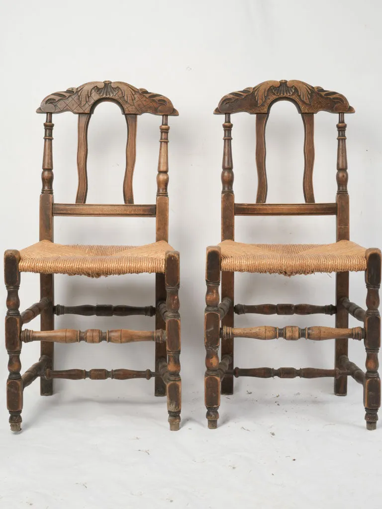 Set of 4 Provençal Dining Chairs with Rush Seats – 19th Century 36¼"