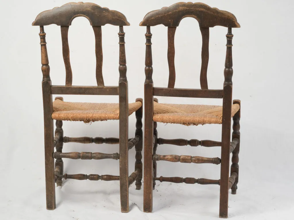 Set of 4 Provençal Dining Chairs with Rush Seats – 19th Century 36¼"