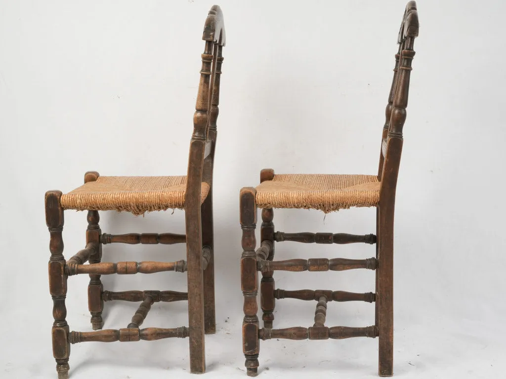 Set of 4 Provençal Dining Chairs with Rush Seats – 19th Century 36¼"