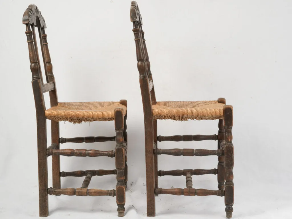 Set of 4 Provençal Dining Chairs with Rush Seats – 19th Century 36¼"