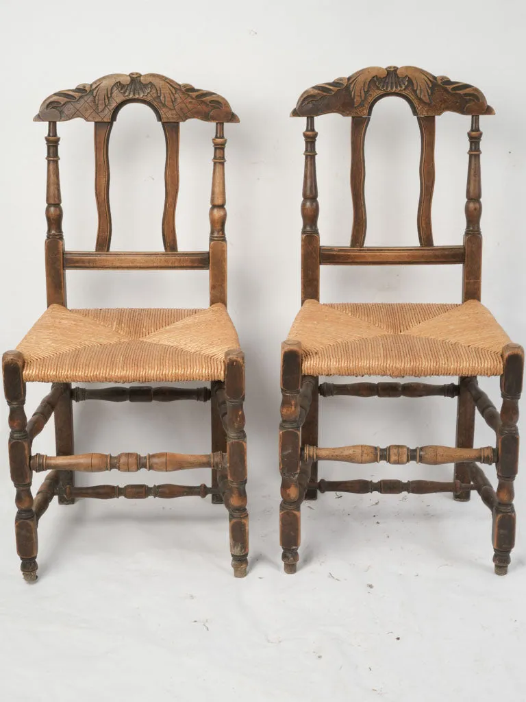 Set of 4 Provençal Dining Chairs with Rush Seats – 19th Century 36¼"