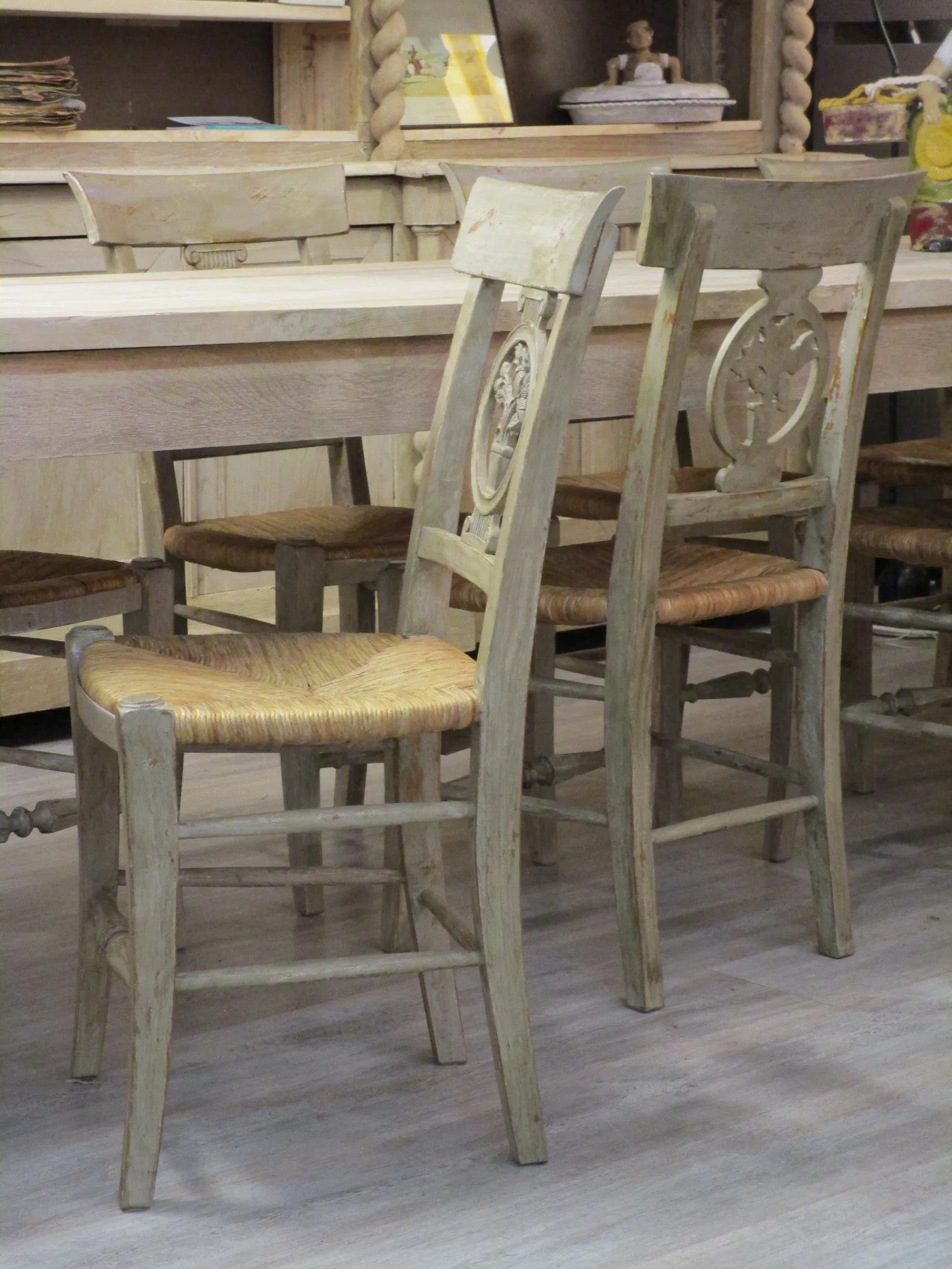 Set of eight Directoire chairs