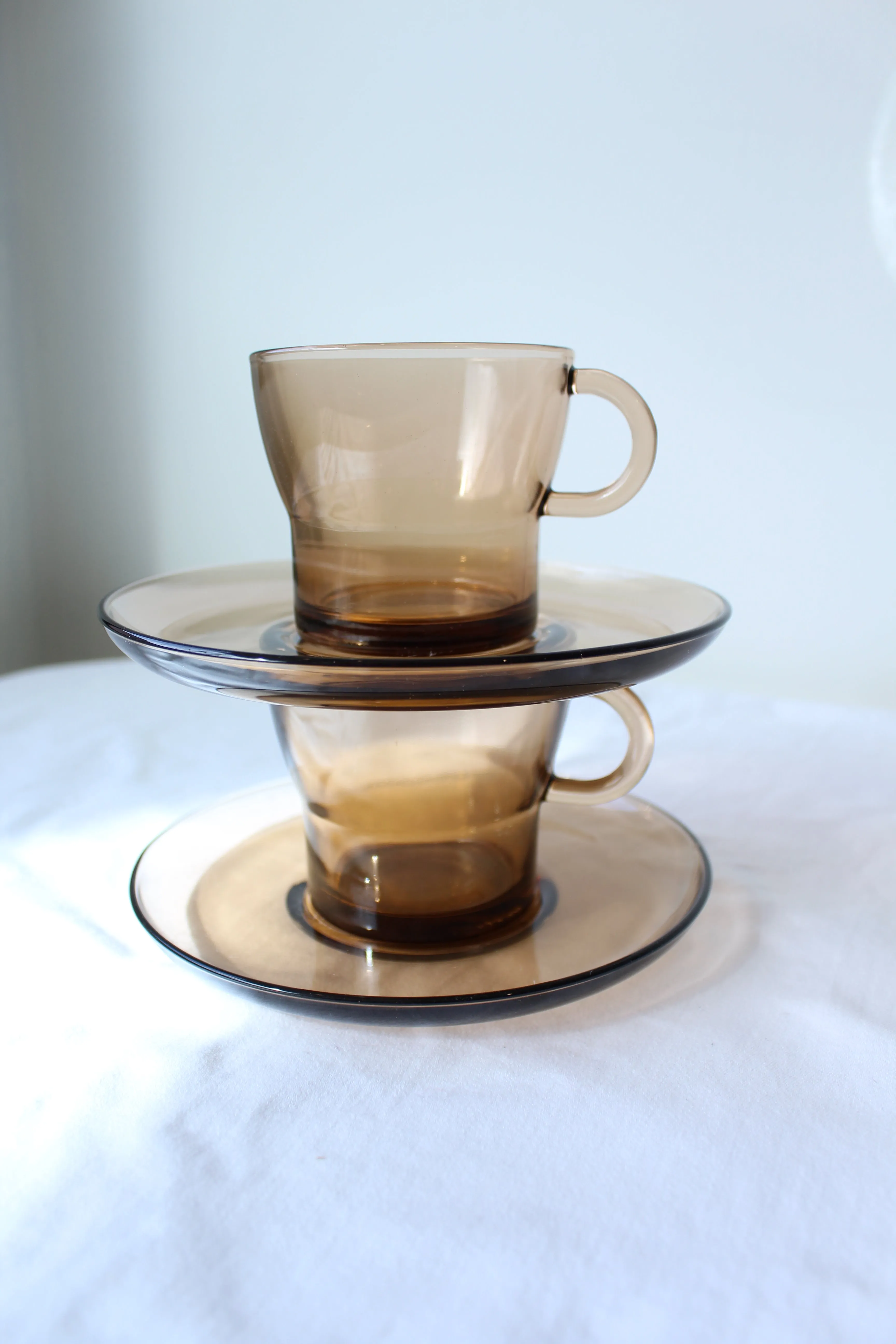 Smokey Glass Tea Cup Set of 2