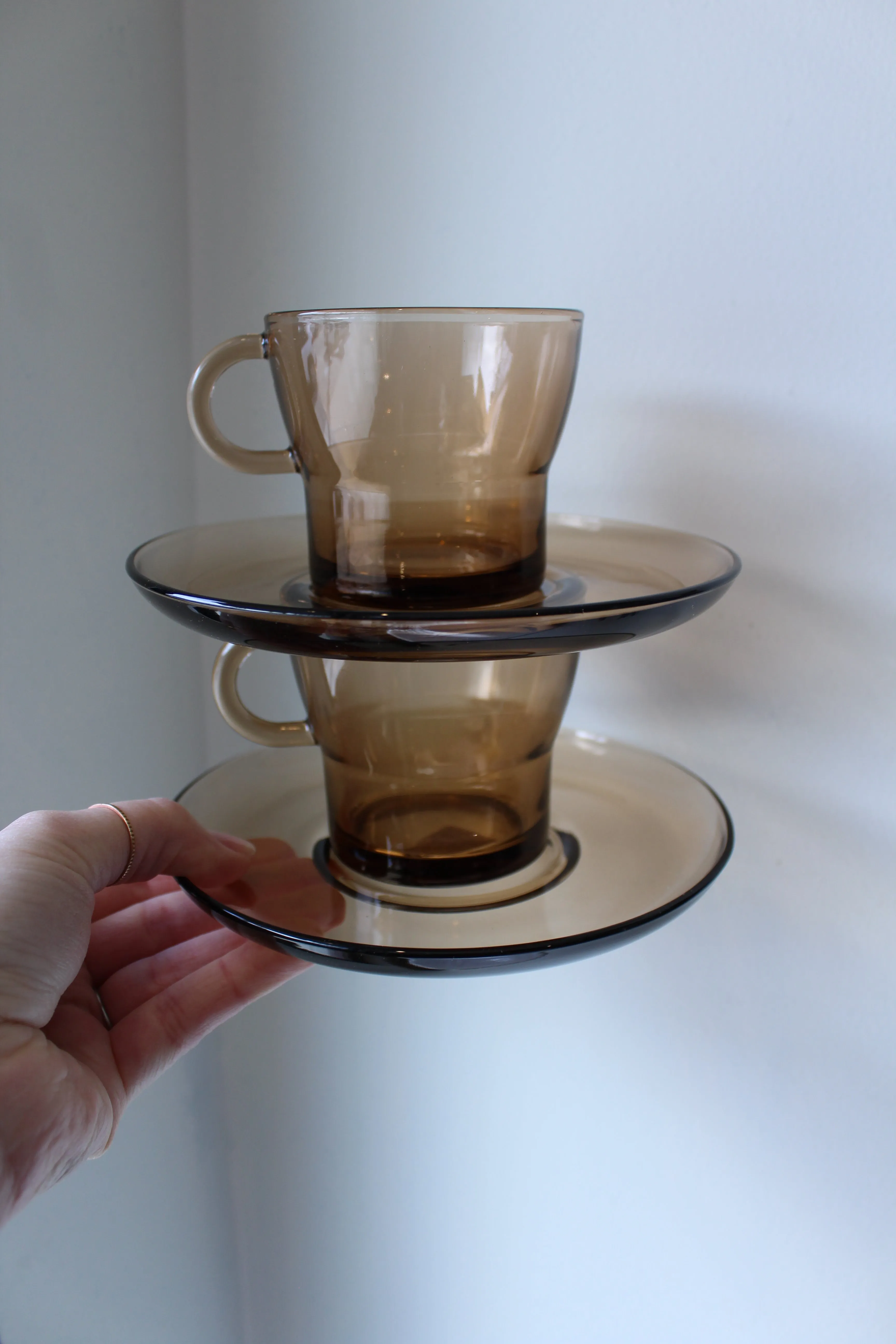 Smokey Glass Tea Cup Set of 2