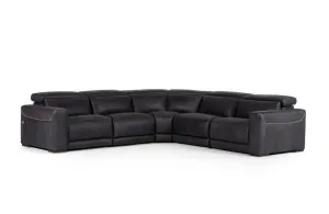 Thelma Modern Black Italian Leather Sectional Sofa