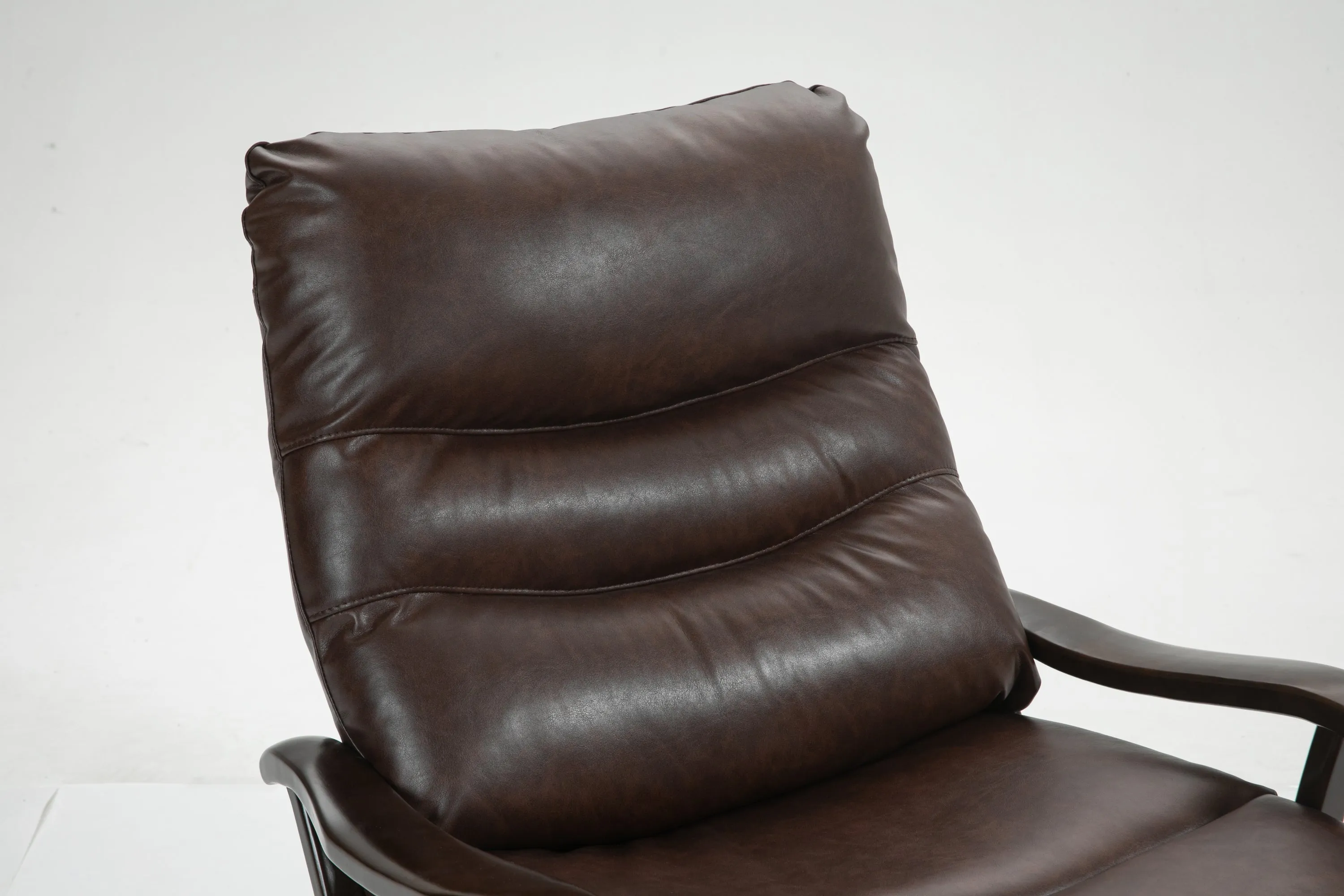 Tyler Swivel Power Recliner with Solid Wood Armrests - Brown