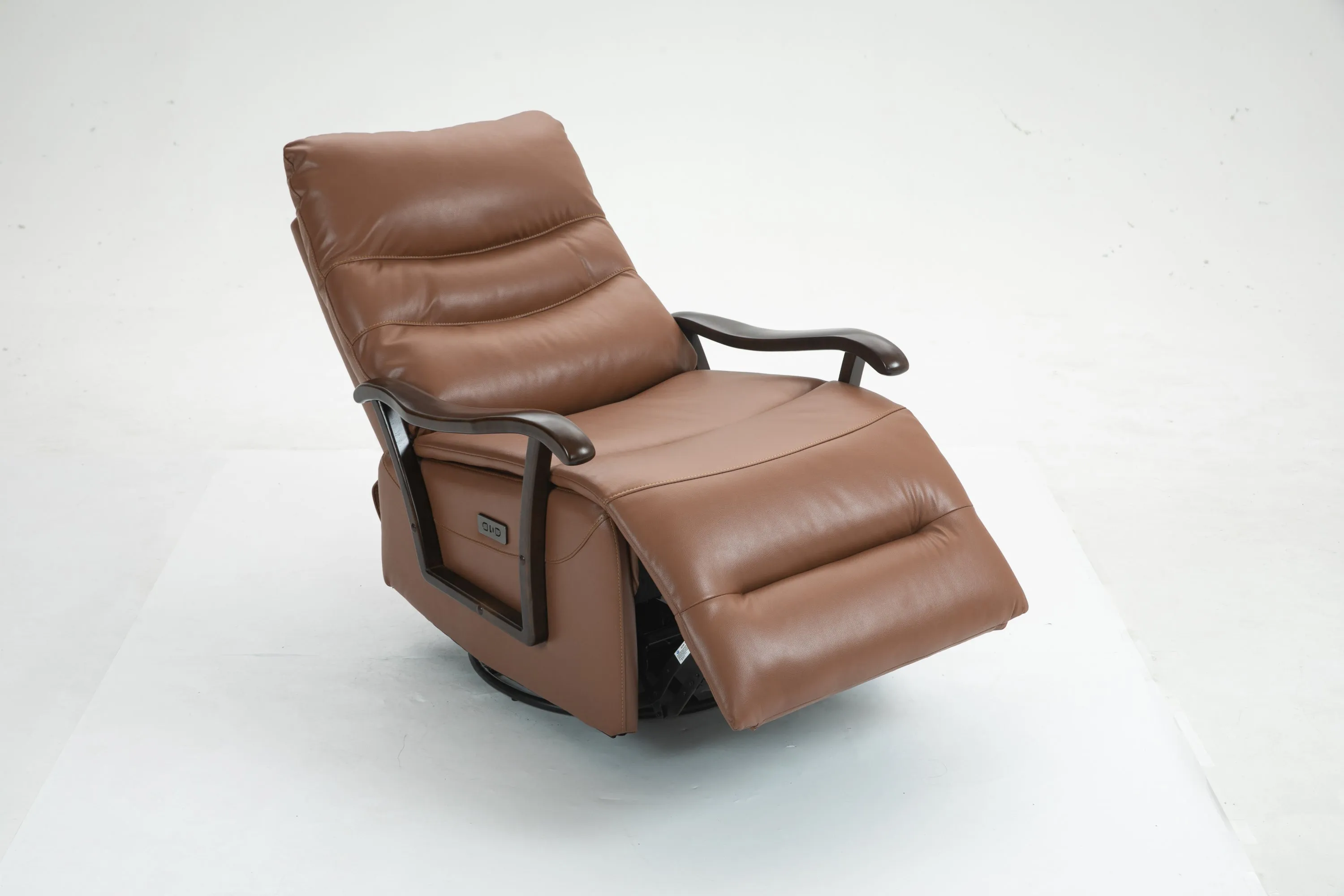 Tyler Swivel Power Recliner with Solid Wood Armrests - Orange