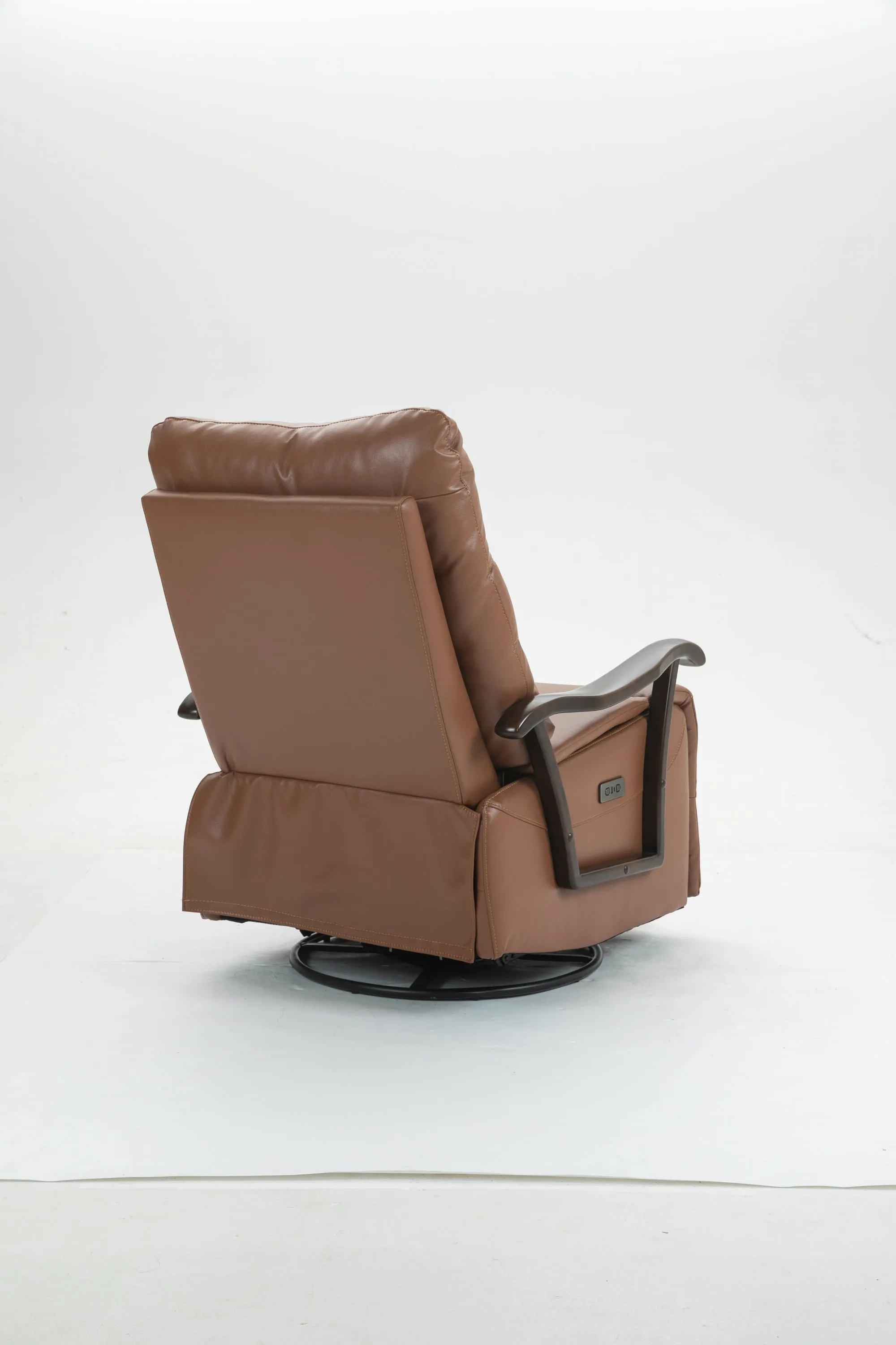 Tyler Swivel Power Recliner with Solid Wood Armrests - Orange