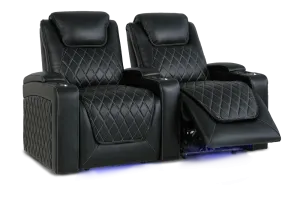 Valencia Oslo Leather Home Theater Seating Row of 2, Midnight Black