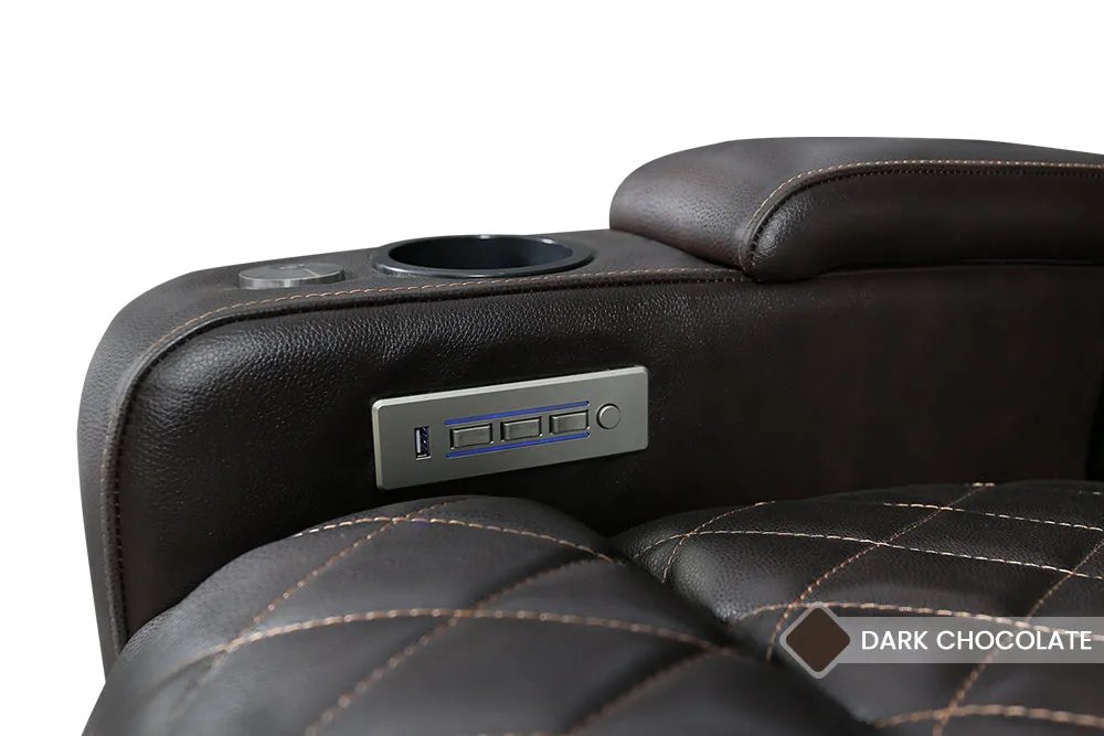 Valencia Oslo Leather Home Theater Seating Row of 2, Midnight Black