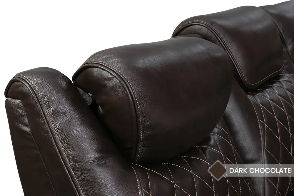 Valencia Oslo Leather Home Theater Seating Row of 5 Set of 3 Center, Dark Chocolate