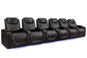 Valencia Oslo Leather Home Theater Seating Row of 6, Dark Chocolate