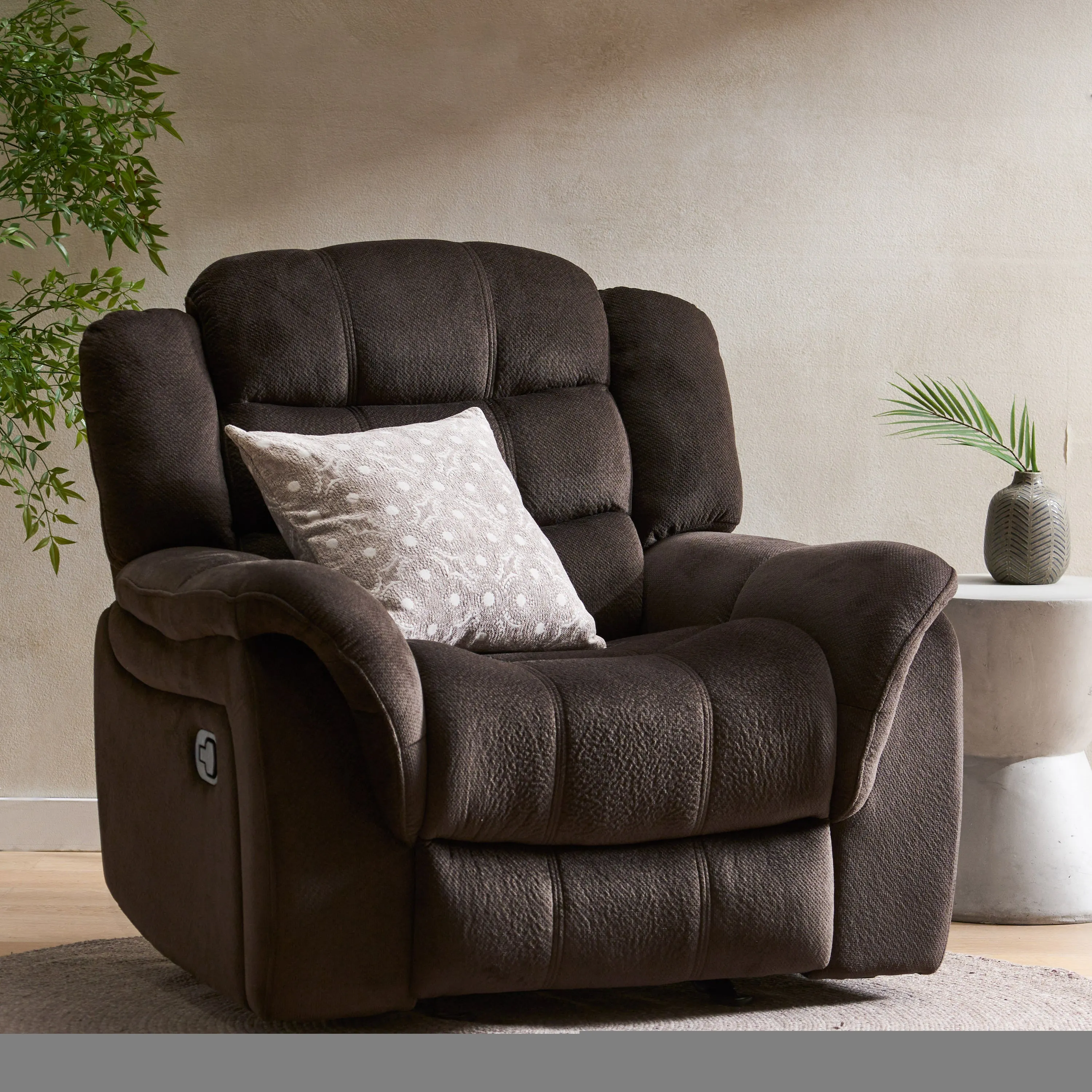 Wise Plush Fabric Glider Recliner Chair - Brown