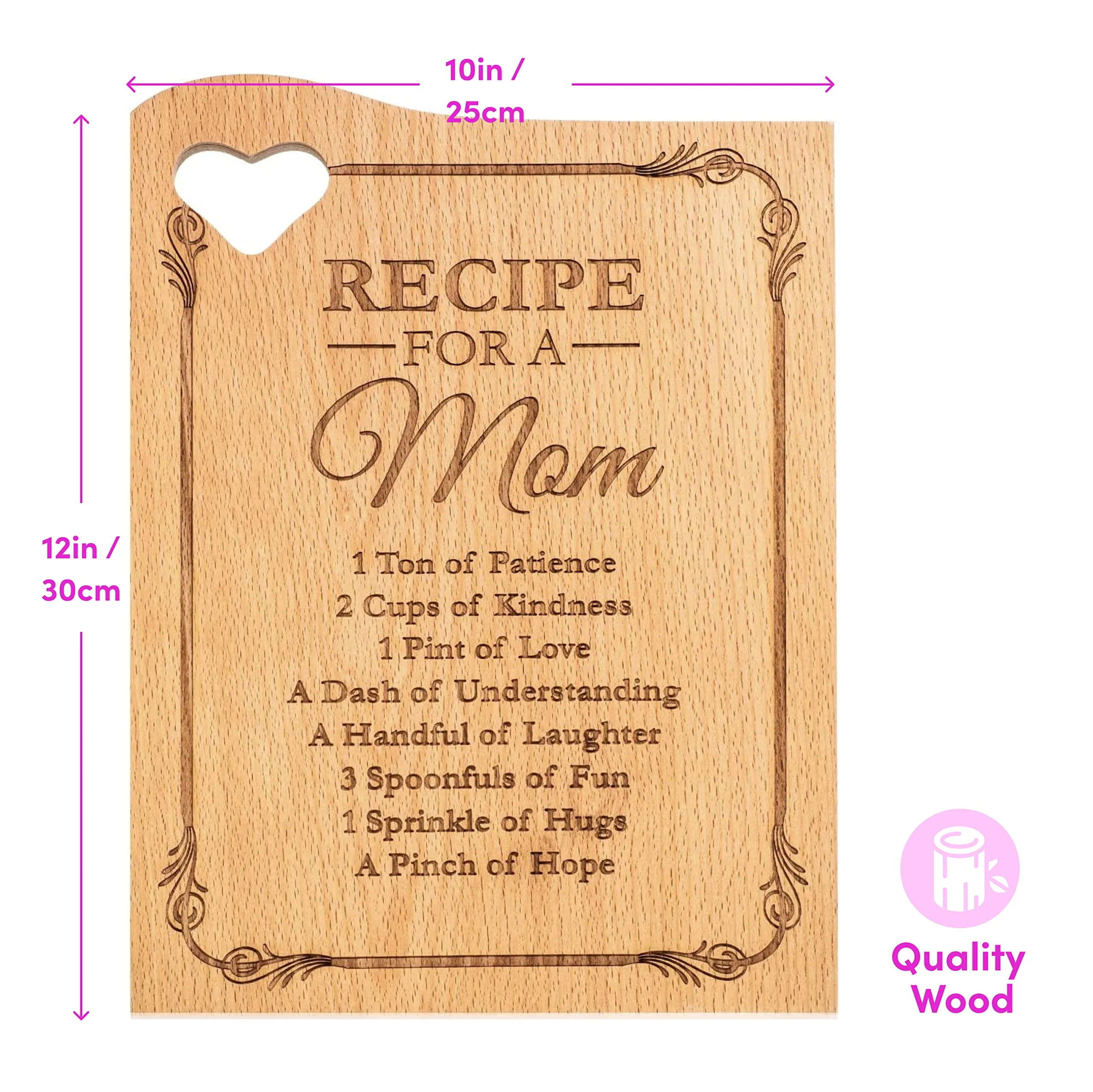 Wooden Cutting Board For Mom - Engraved With Mother Poem - 12X10" Kitchen Cutting Board