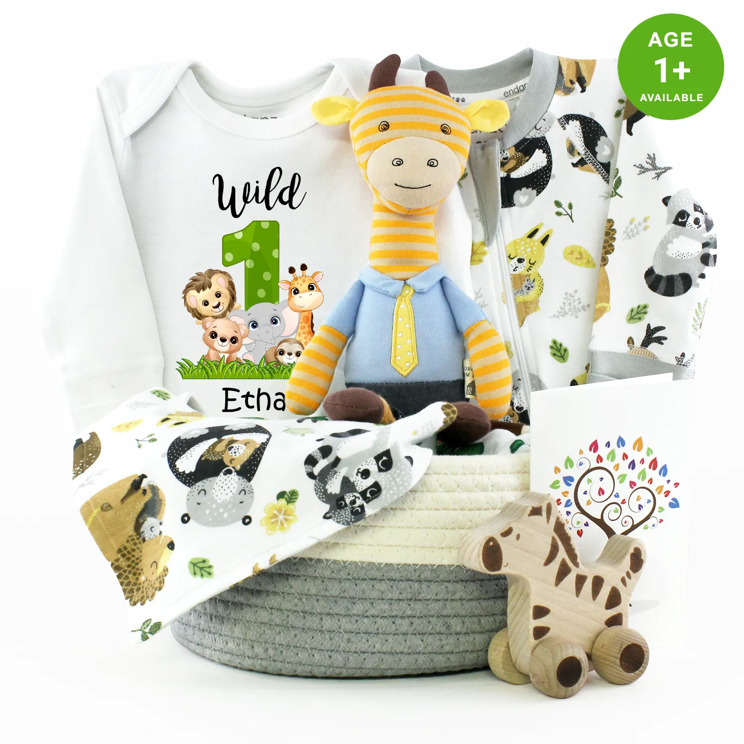 Zeronto Baby First Birthday Gift Basket - Wild One